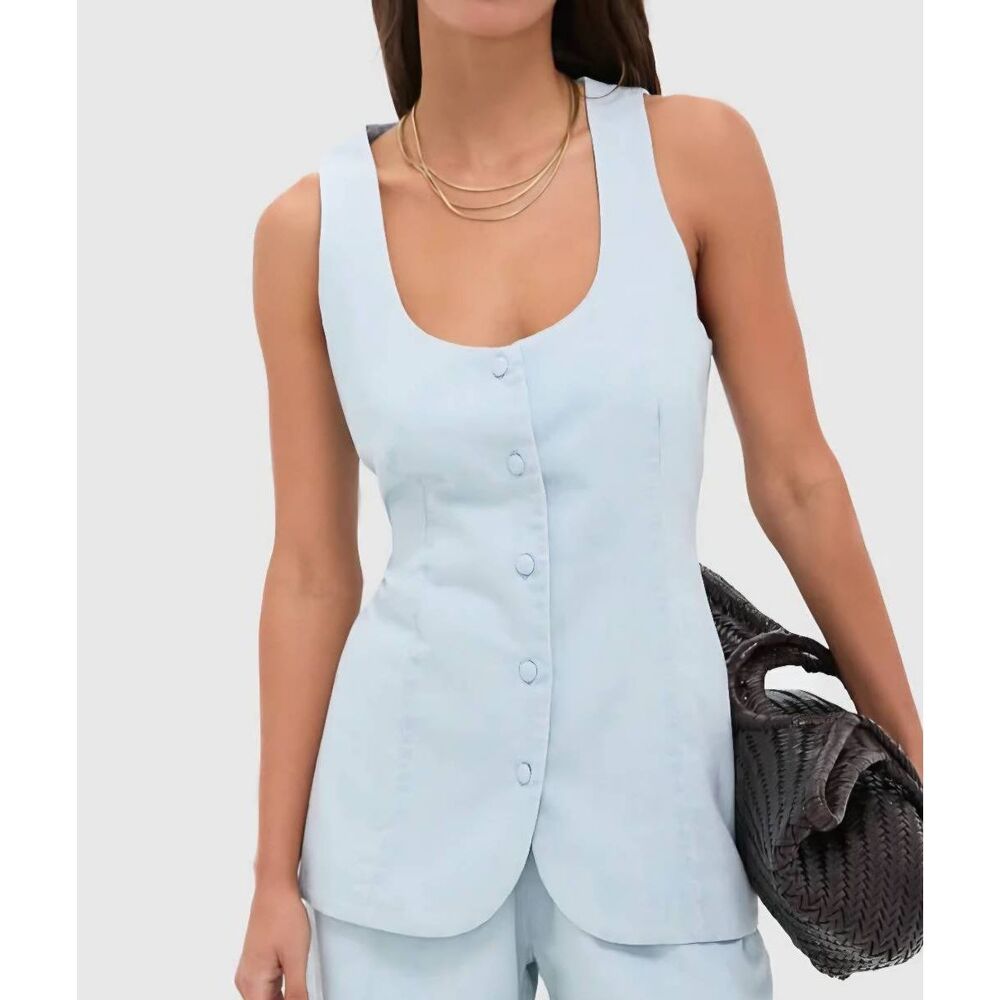 Tuckernuck Light Blue Button-Front Sleeveless Vest